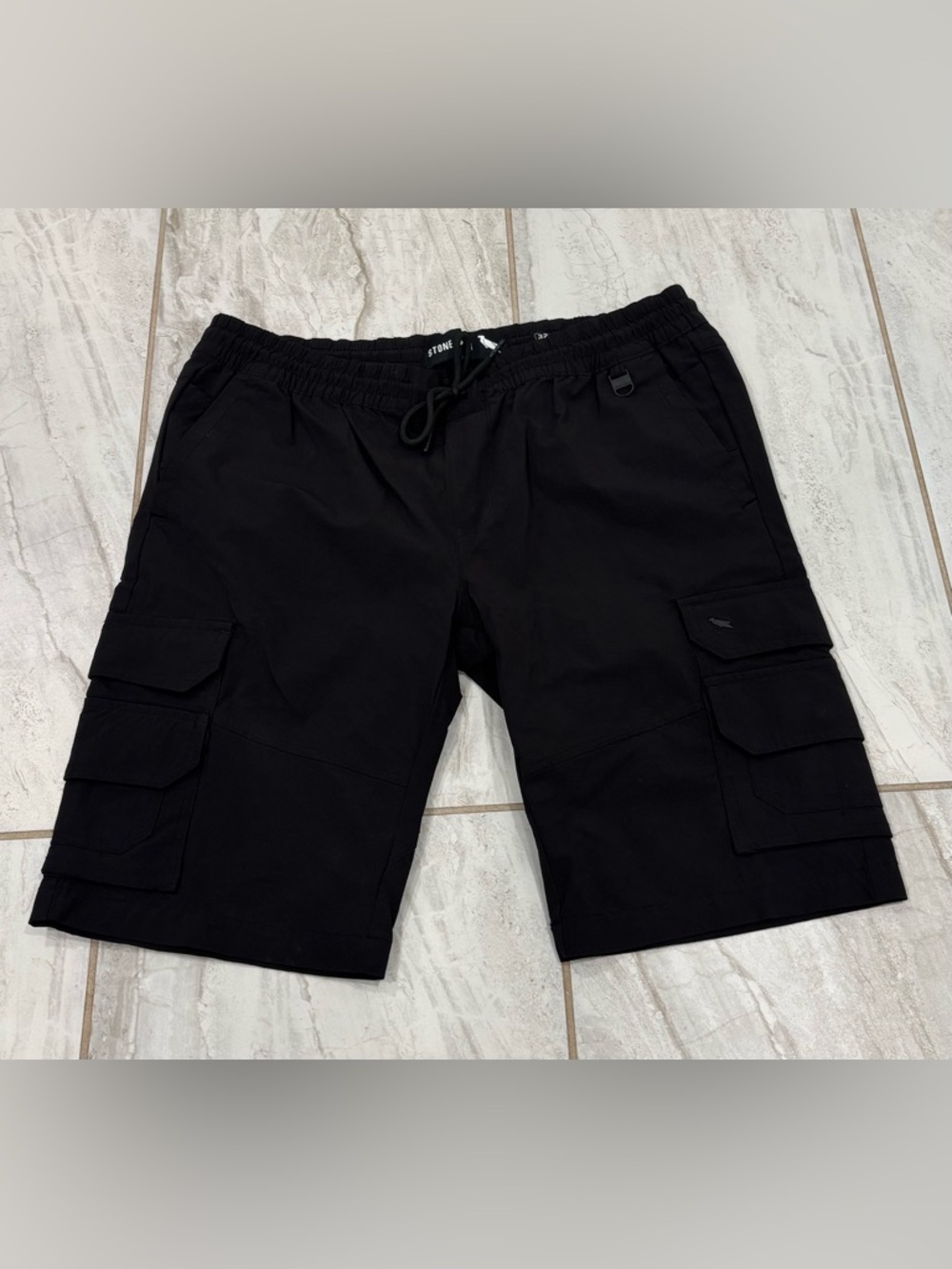 stone falcon men's shorts black cargo 32
